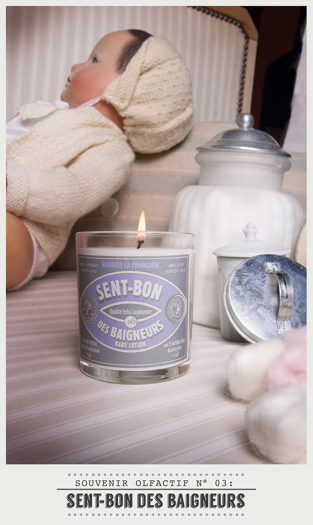 Scented Candle in Glass with Galvanised Lid 'Baby Lotion'