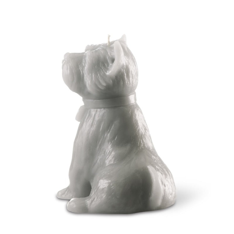 "Chester' Dog Candle Grey