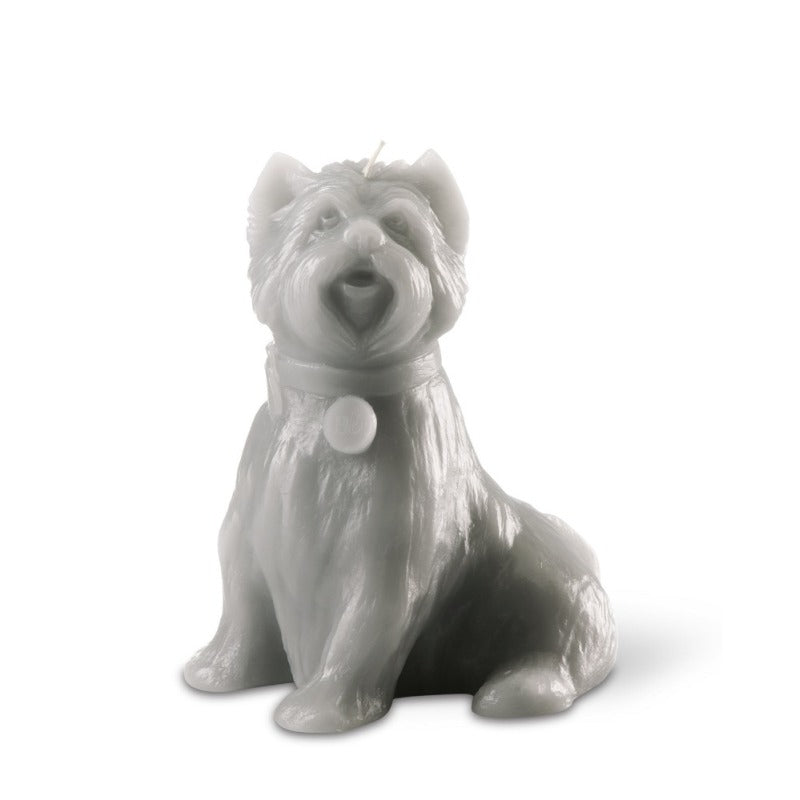 "Chester' Dog Candle Grey