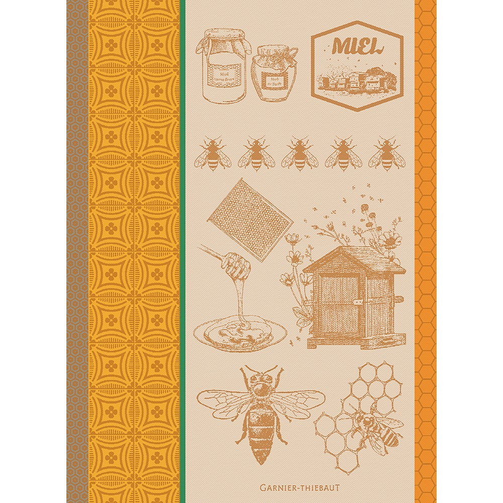 Tea Towel MIEL ET ABEILLES OCRE