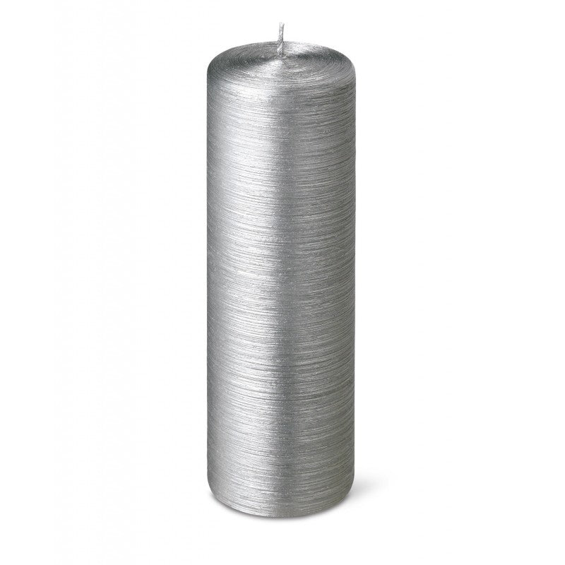 Pillar candle D.8cm H.25cm 40HRS Silver