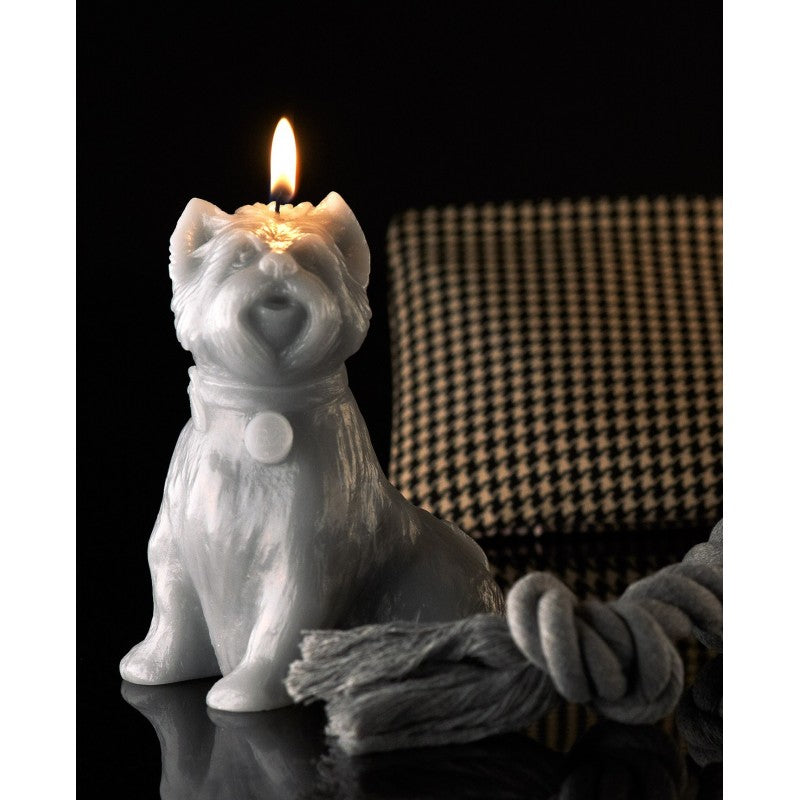 "Chester' Dog Candle Grey