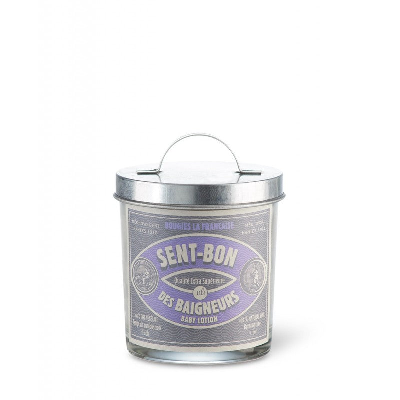 Scented Candle in Glass with Galvanised Lid 'Baby Lotion'